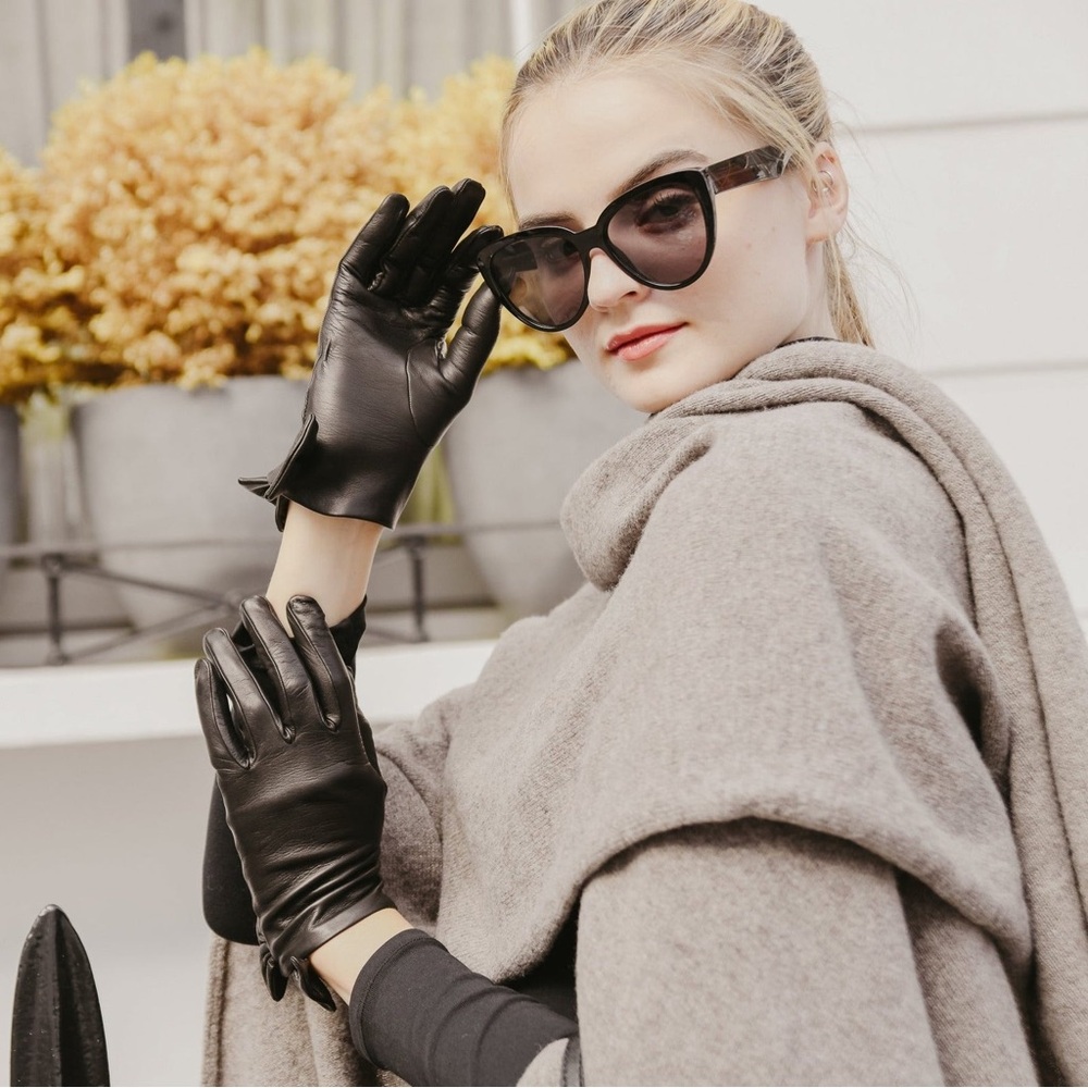 Black Leather Gloves - 2 Pairs